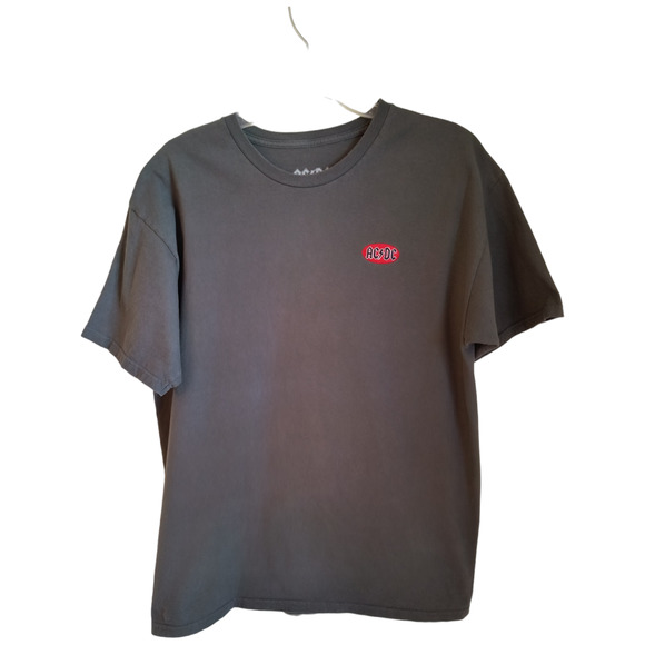 AC DC Band T-Shirt Men's L Gray Cotton  Embroidered Patch Short Sleeve Crewneck - Picture 4 of 11